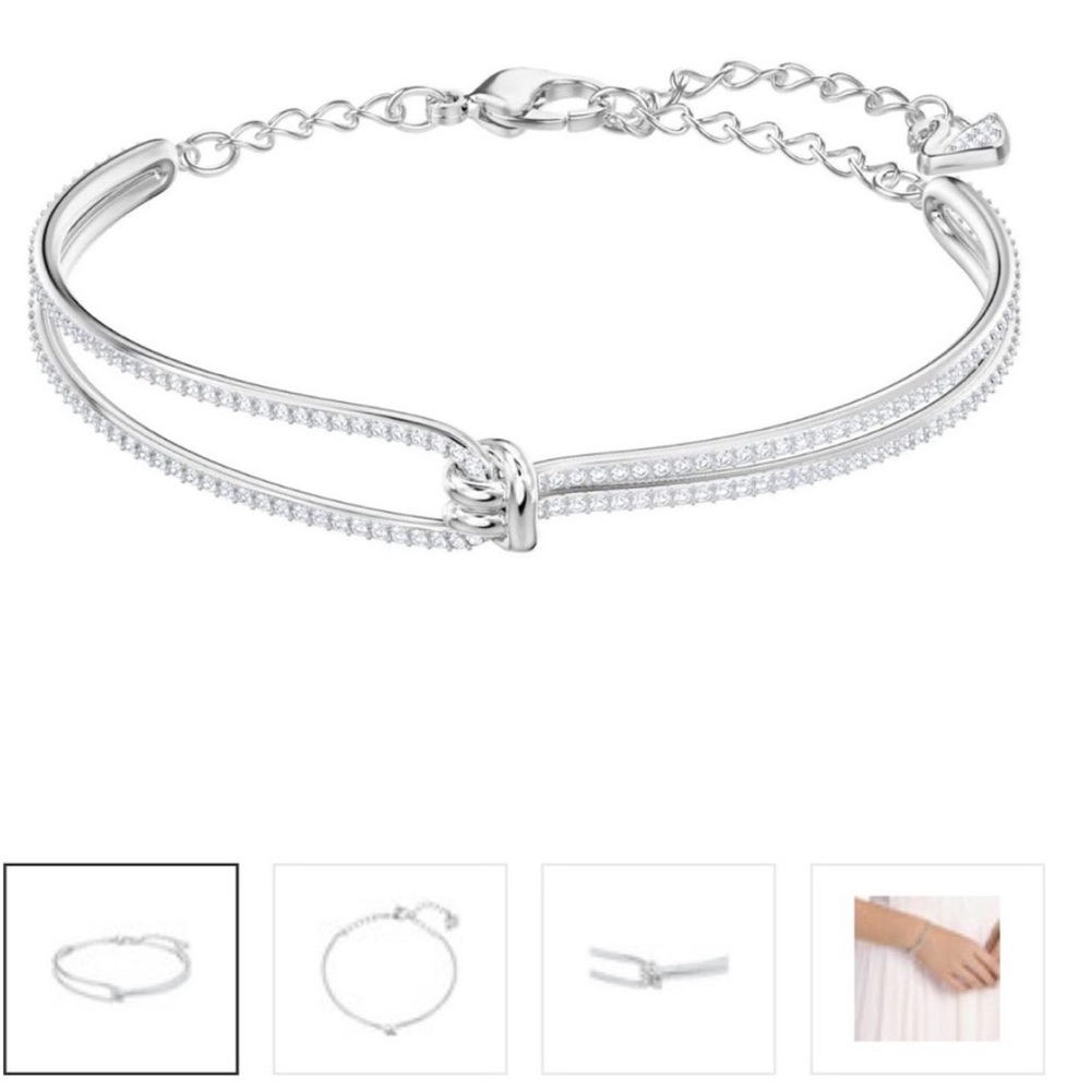 Swarovski Silver Double Row Crystal Slider Bracelet